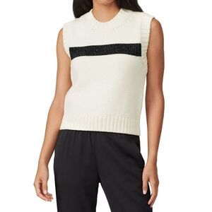 Philosophy di Lorenzo Serafini Studded Striped Sleeveless Wool Sweater Cream 2